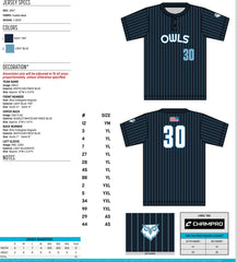 Owls baseball jersey - team order
